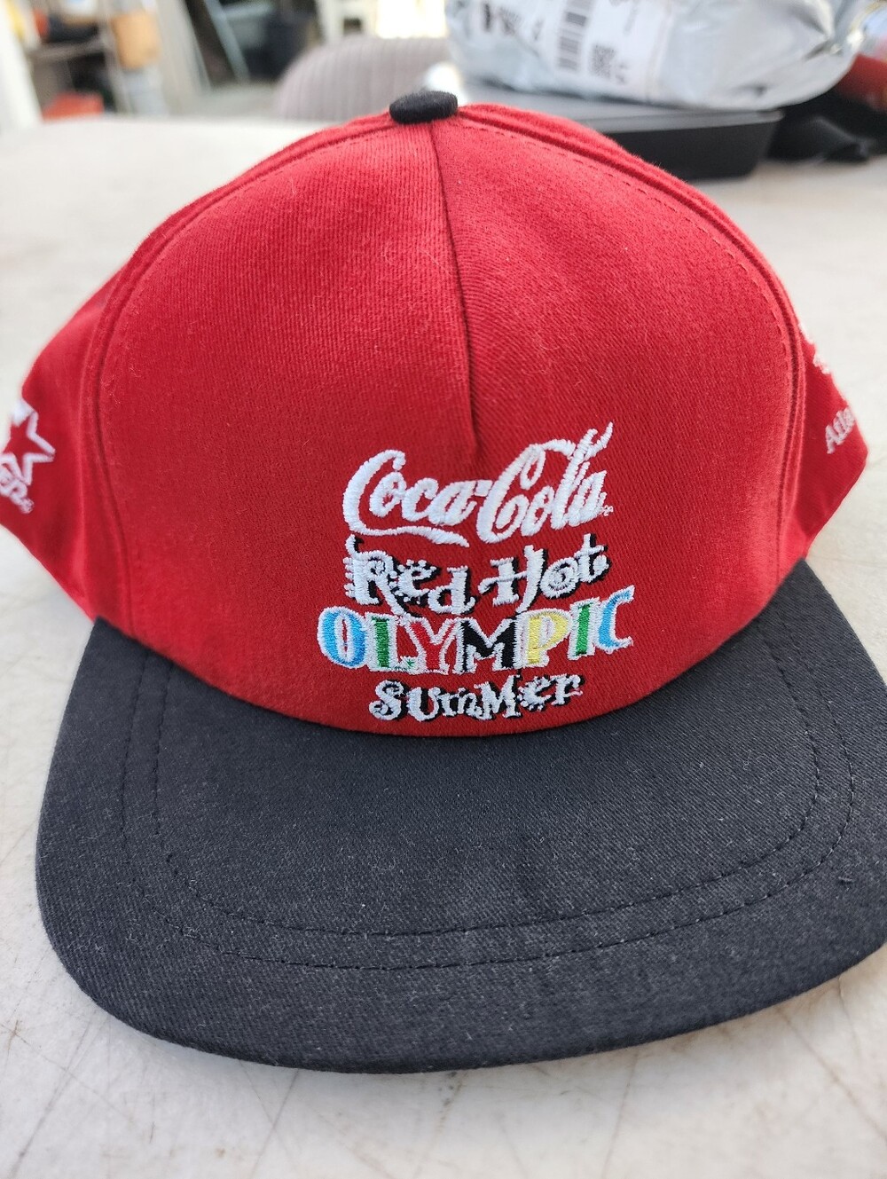 Coca Cola Red Hat with Black Brim and Multicolor Embroidery